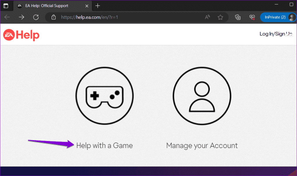 EA Help Page