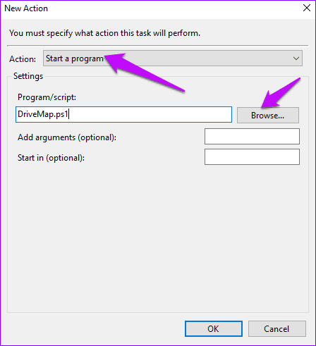 Edit Action Tab Task Scheduler