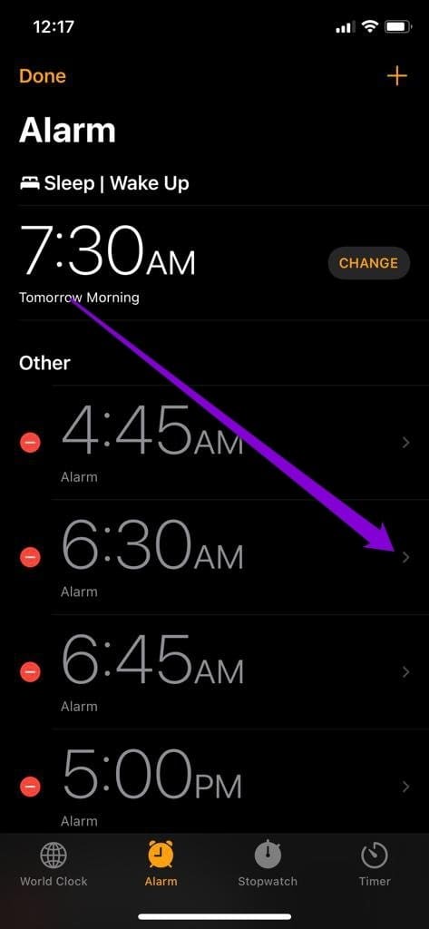 Edit Alarm on i Phone