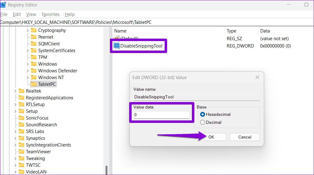 Edit DWORD in Registry Editor