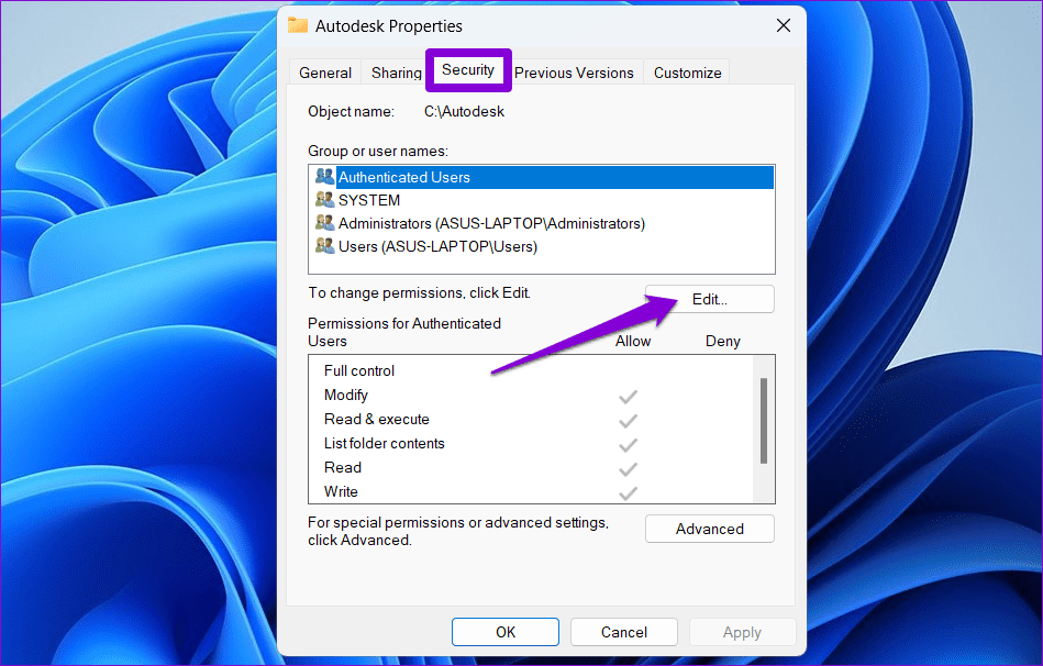 Edit Folder Permission