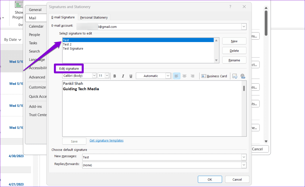 Edit Outlook Signature