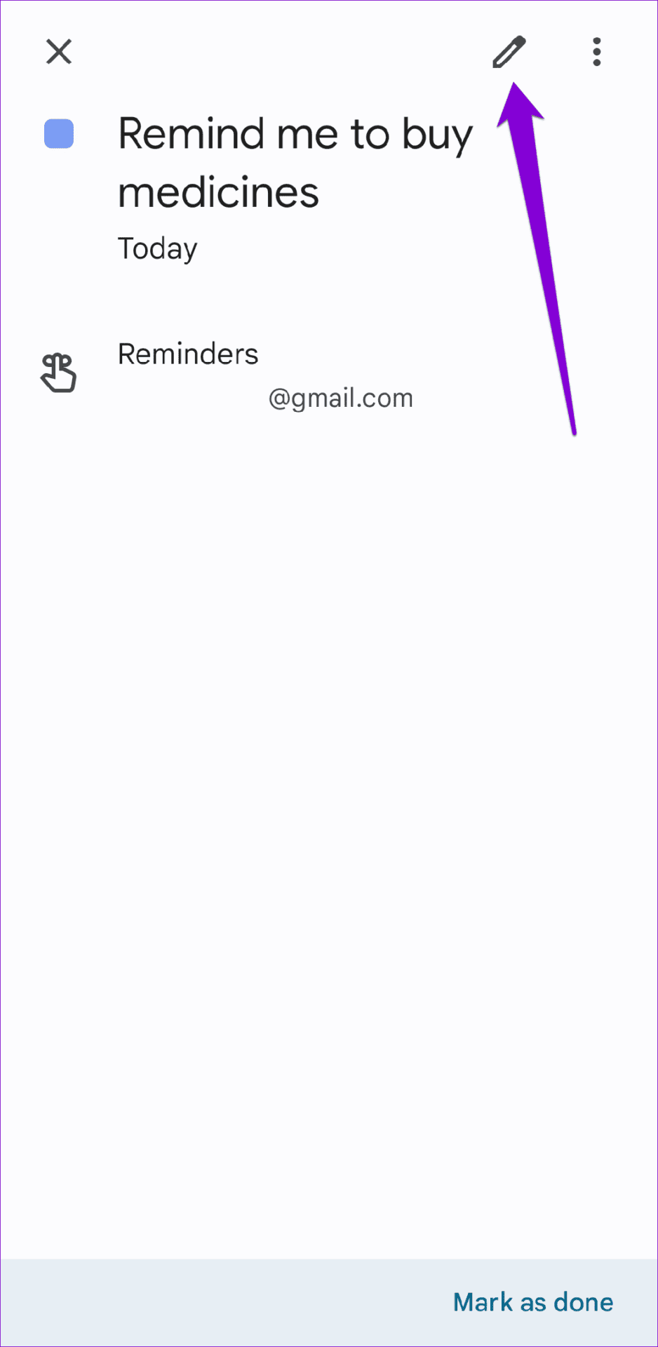 Edit a Reminder in Google Calendar App