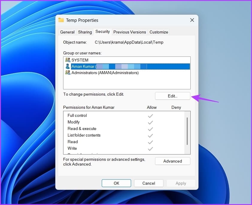 Edit option in File Explorer