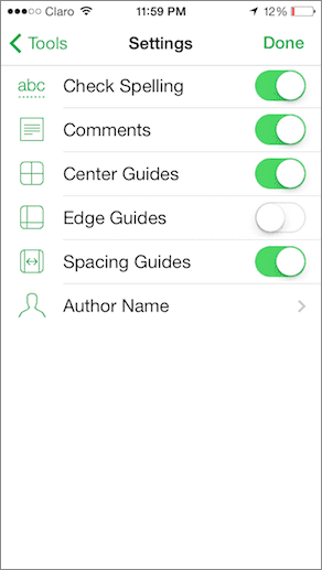 Editing Options