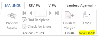 Email Ribbon Section