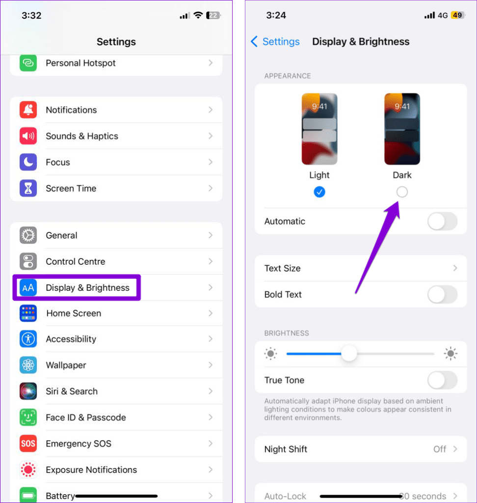 Enable Dark Mode on iPhone