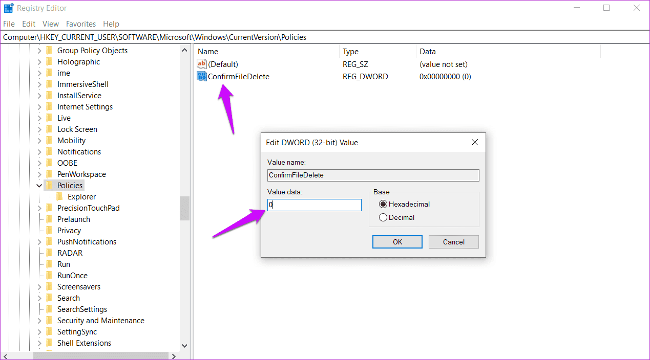 Enable Disable Confirm on Delete Files Pop up in Windows 10 9