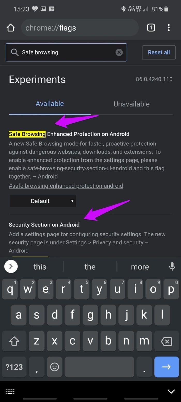 Enable Enhanced Safe Browsing in Chrome Android 4