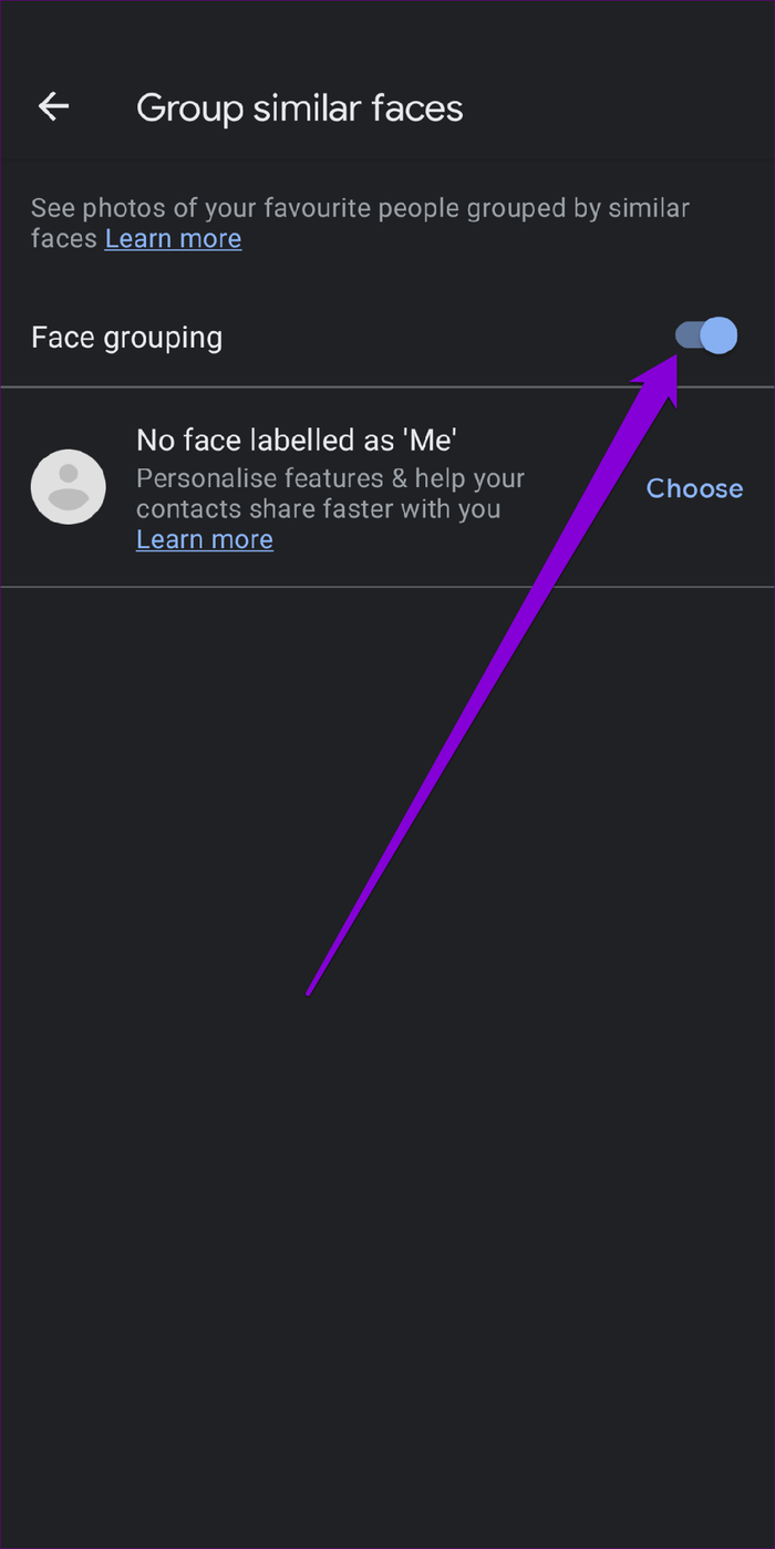 Enable Face Grouping Google Photos