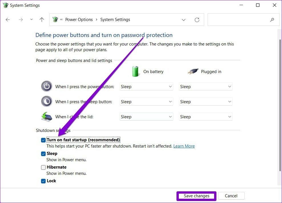 Enable Fast Startup on Windows 11