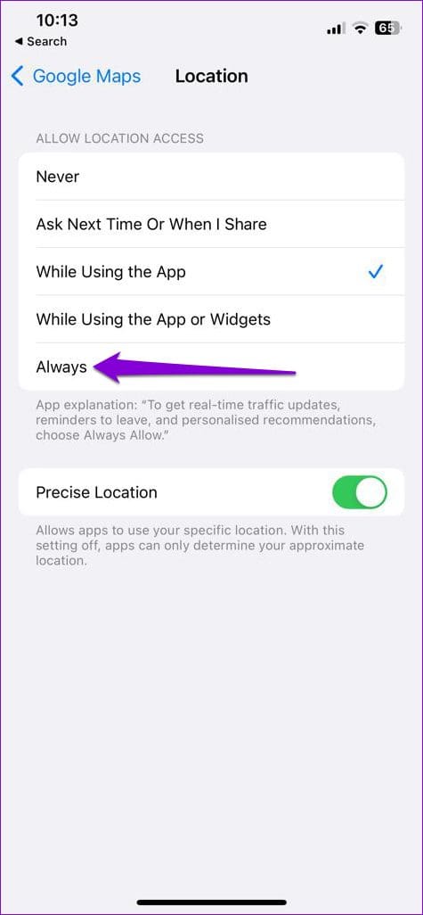 Enable Location Access for Google Maps on iPhone