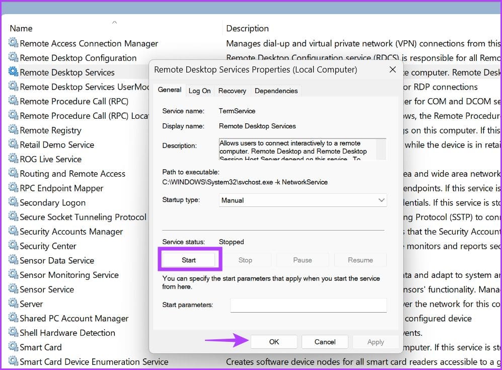Starting Remote desktop service