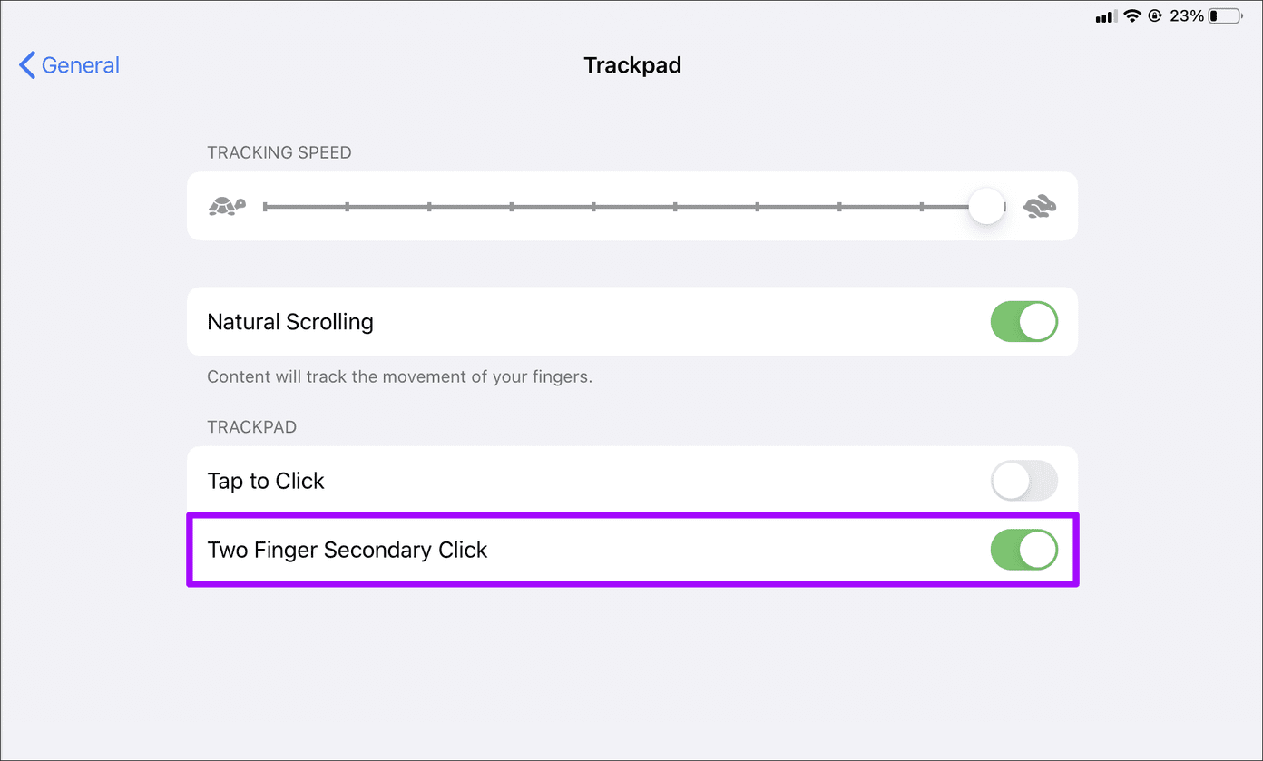 Enable Right click Mouse Trackpad Ipad 2
