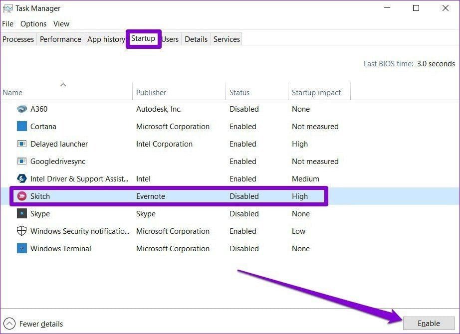 Enable Startup Program