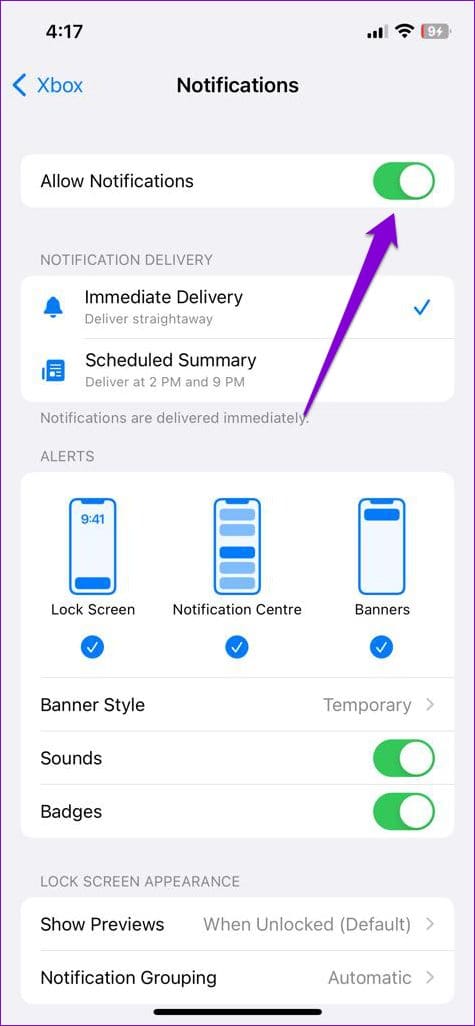 Enable Xbox App Notifications on iPhone