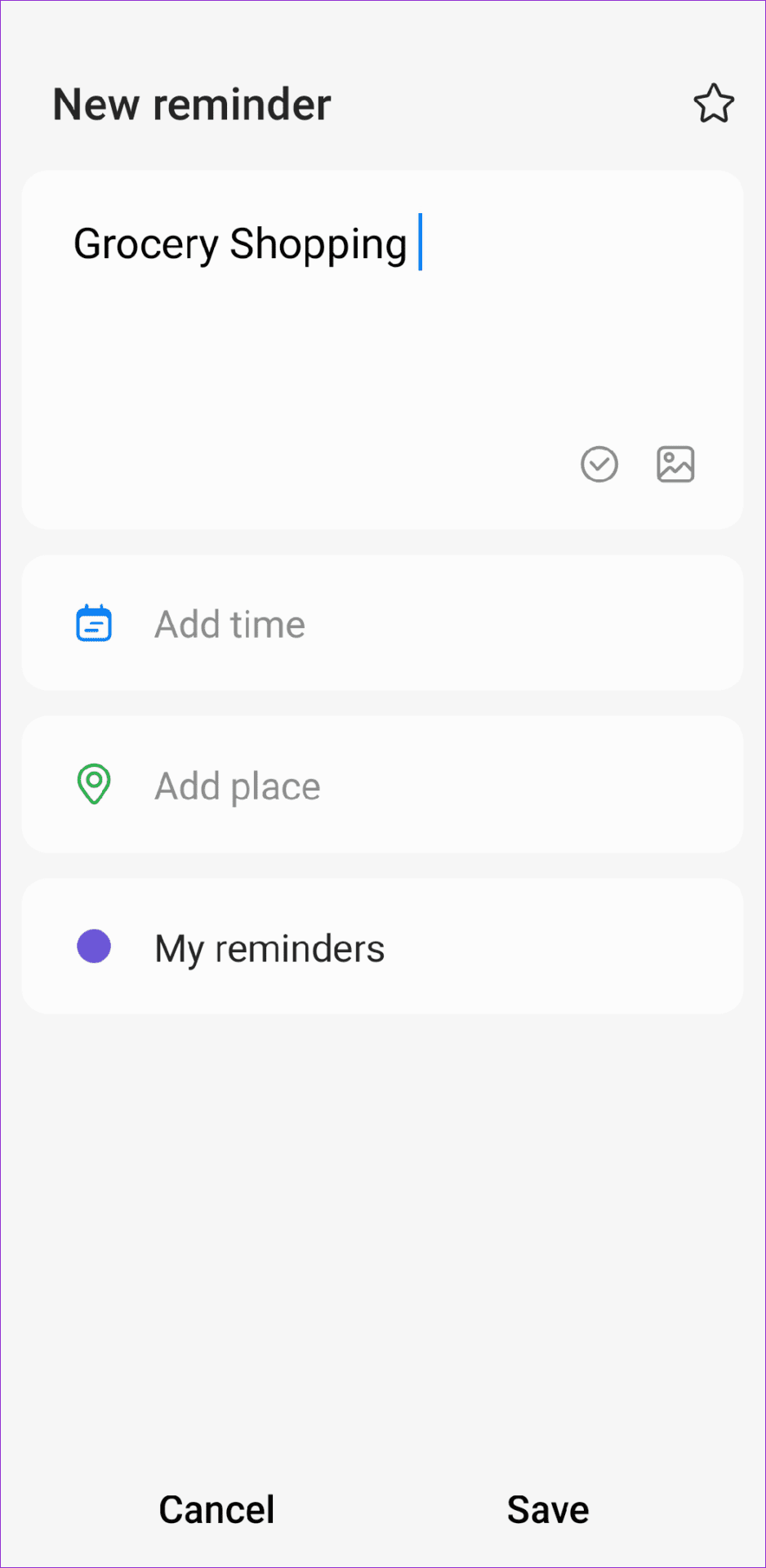 Enter Reminder Details on Samsung Phone