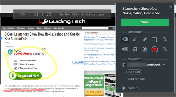 Evernote Web Clipper Screenshots