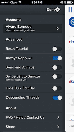 Evomail Options