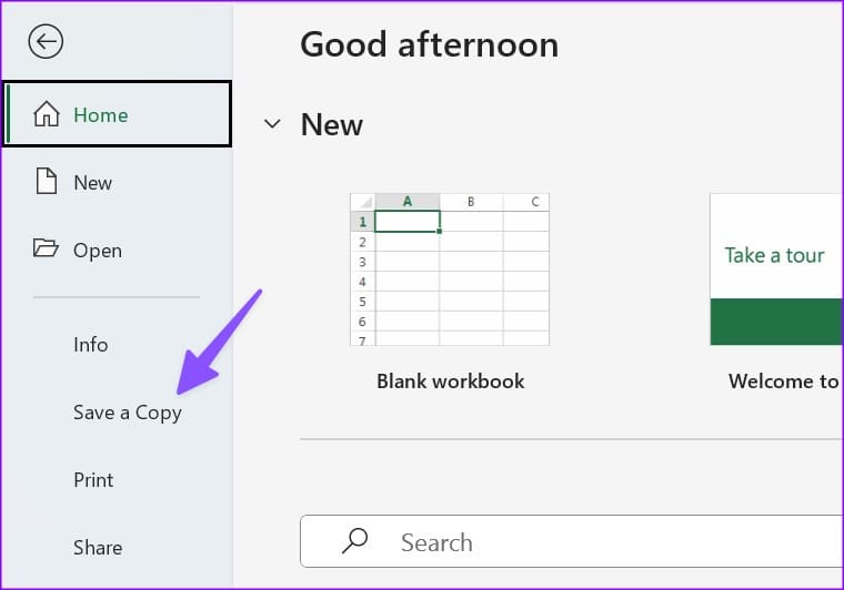 save a copy of excel file