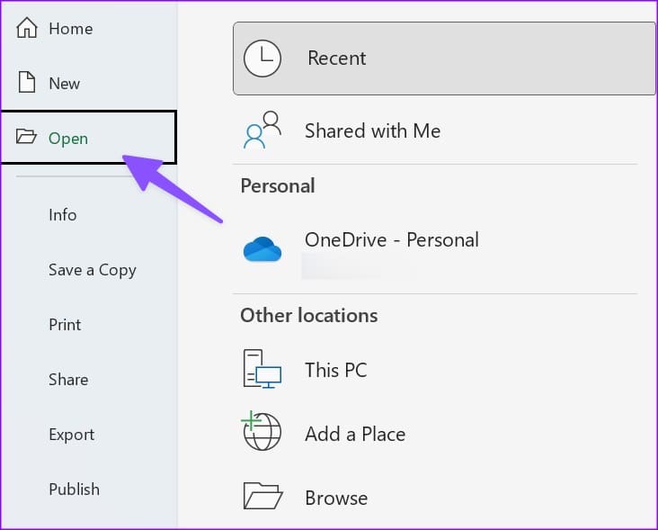 open an excel file