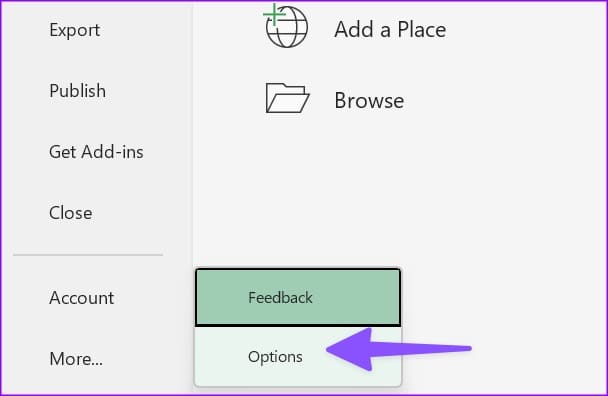 excel options