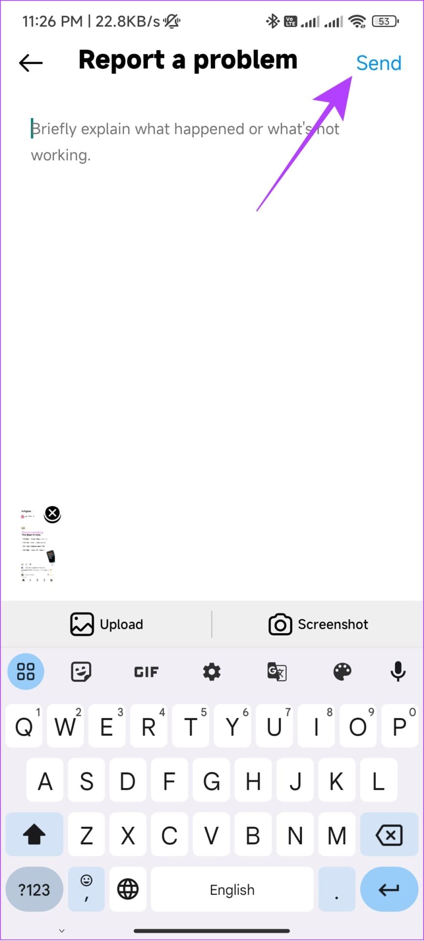 Explain the issues and hit send