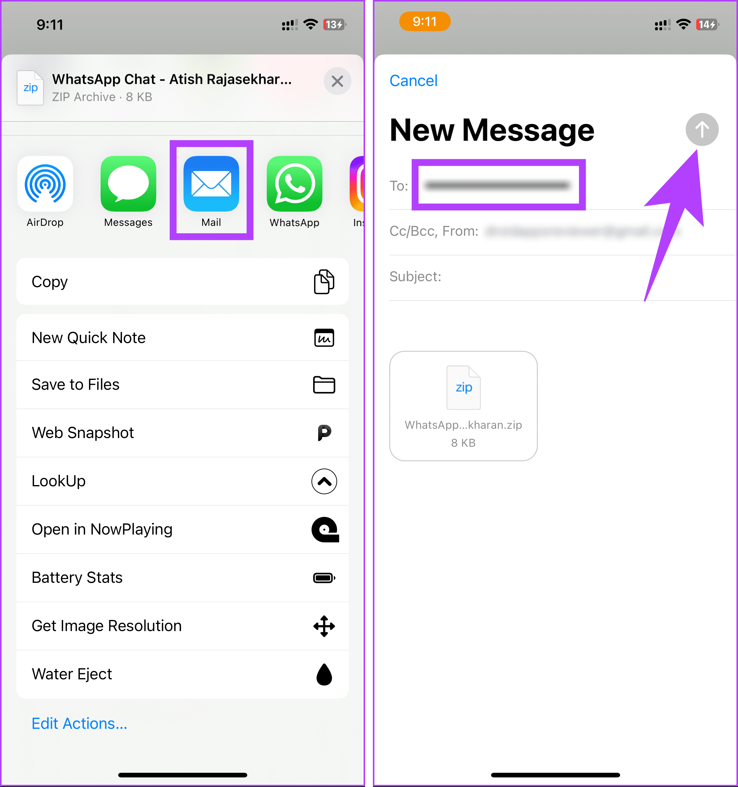 tap the Send icon