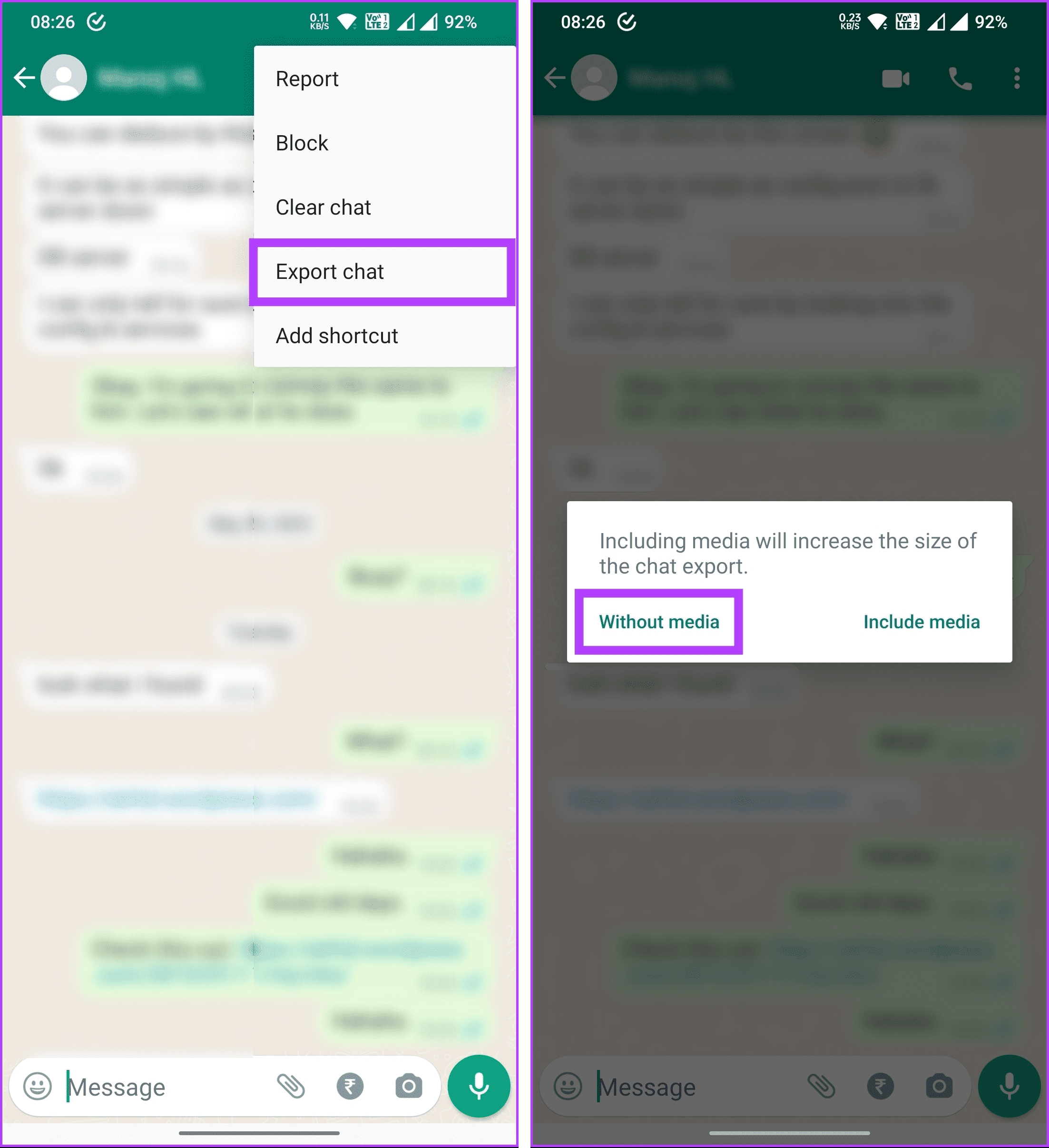 Tap Export chat