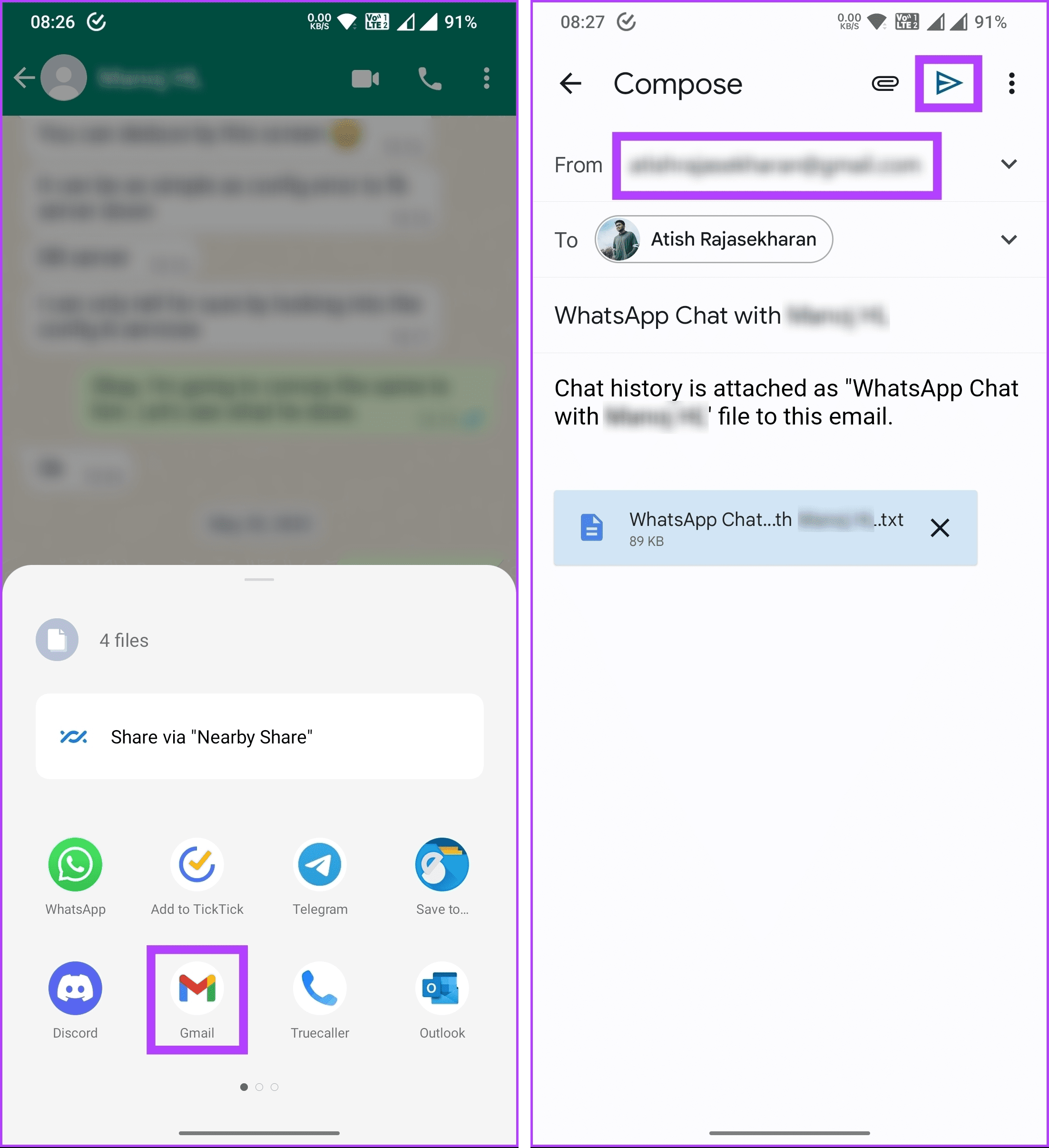 tap the Send icon