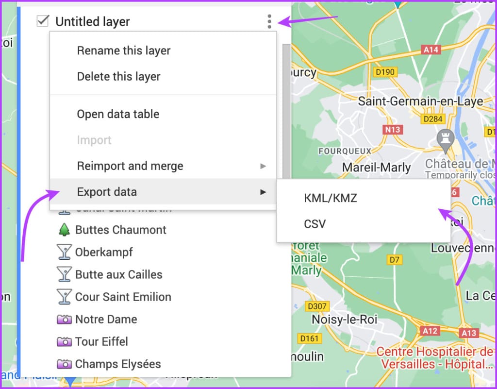 Export data from someone's My Maps