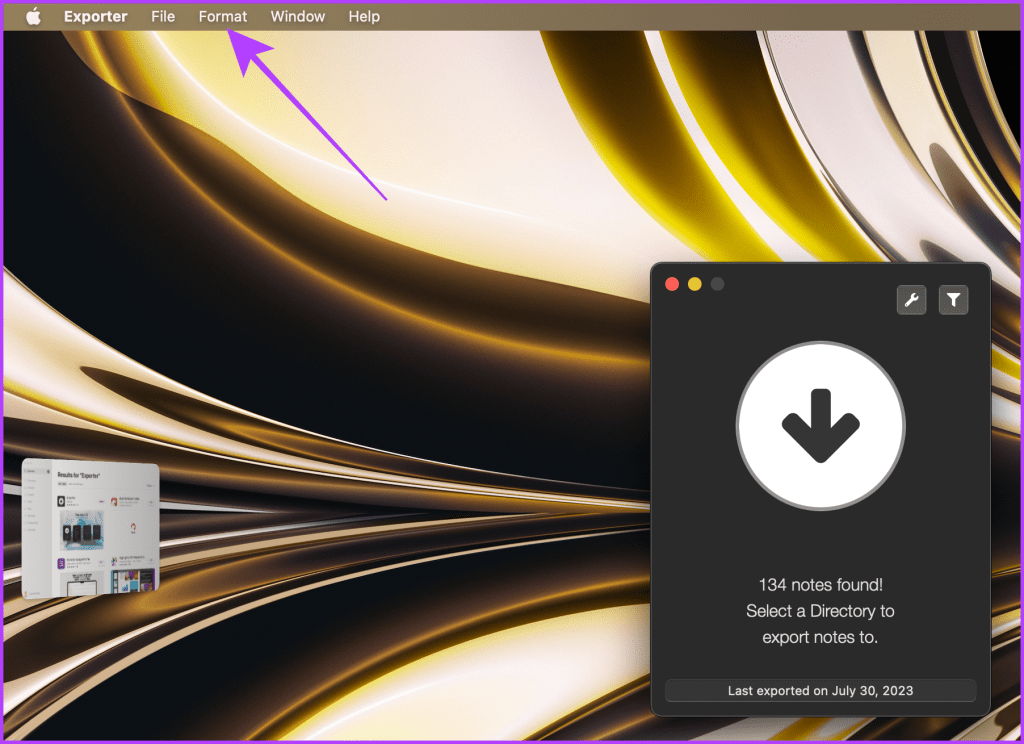 Exporter App on Mac