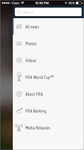 Fifa Official Menu