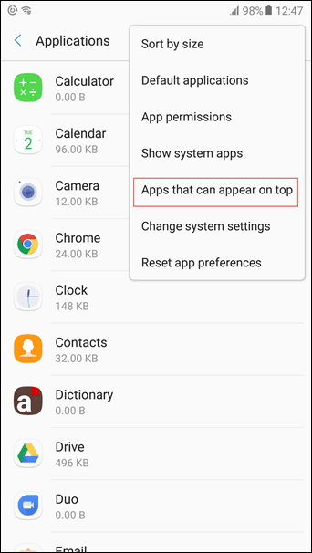 Fix Screen Overlay Error Android 5