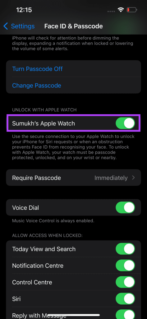 Use Face ID with Apple Watch