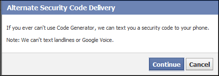 Facebook Login Approvals Texted Code