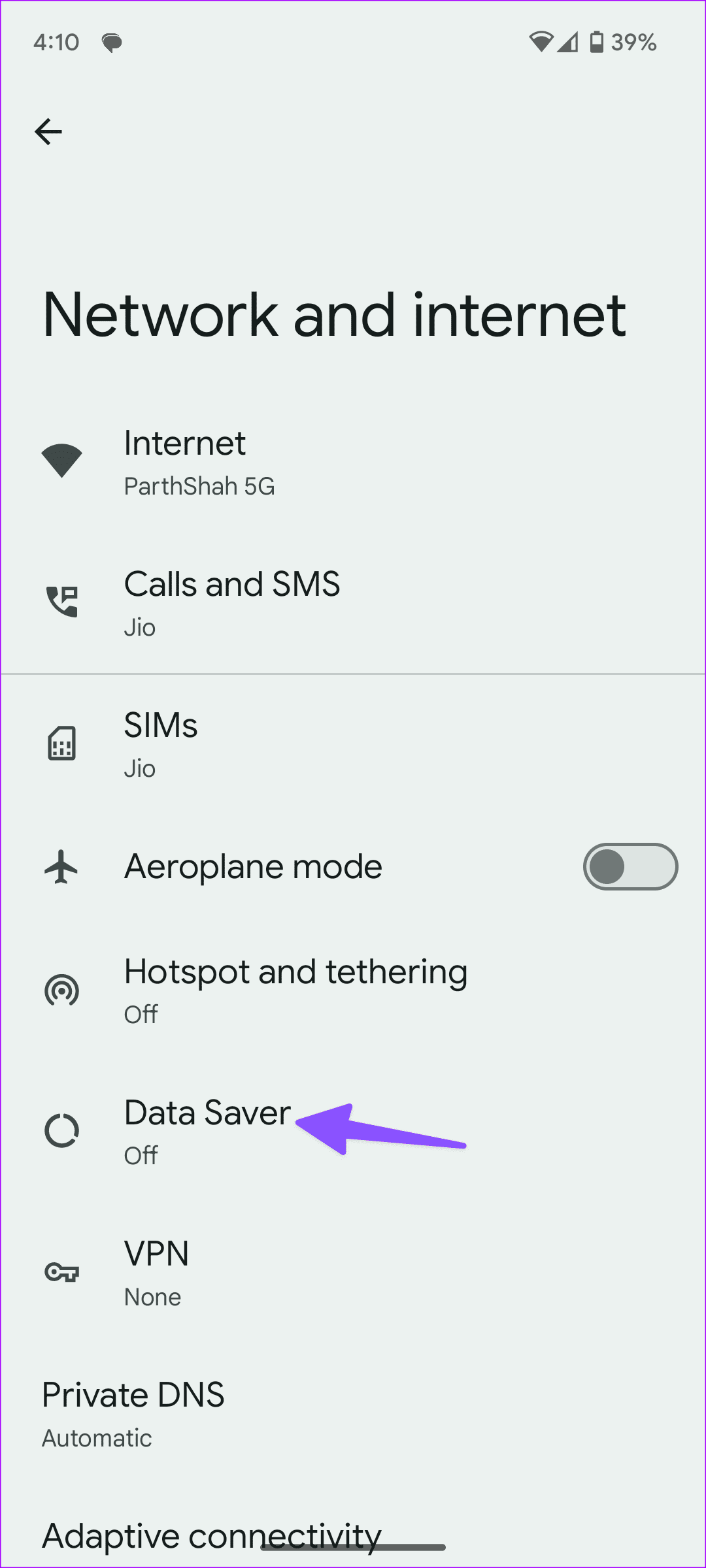 select data saver
