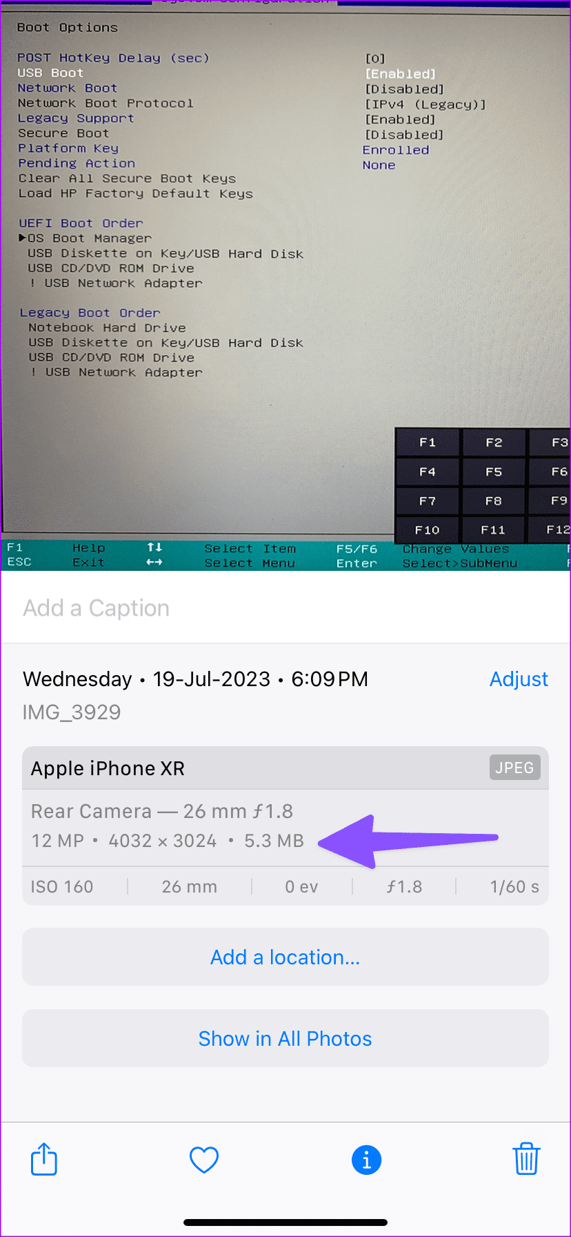 check media size on iPhone