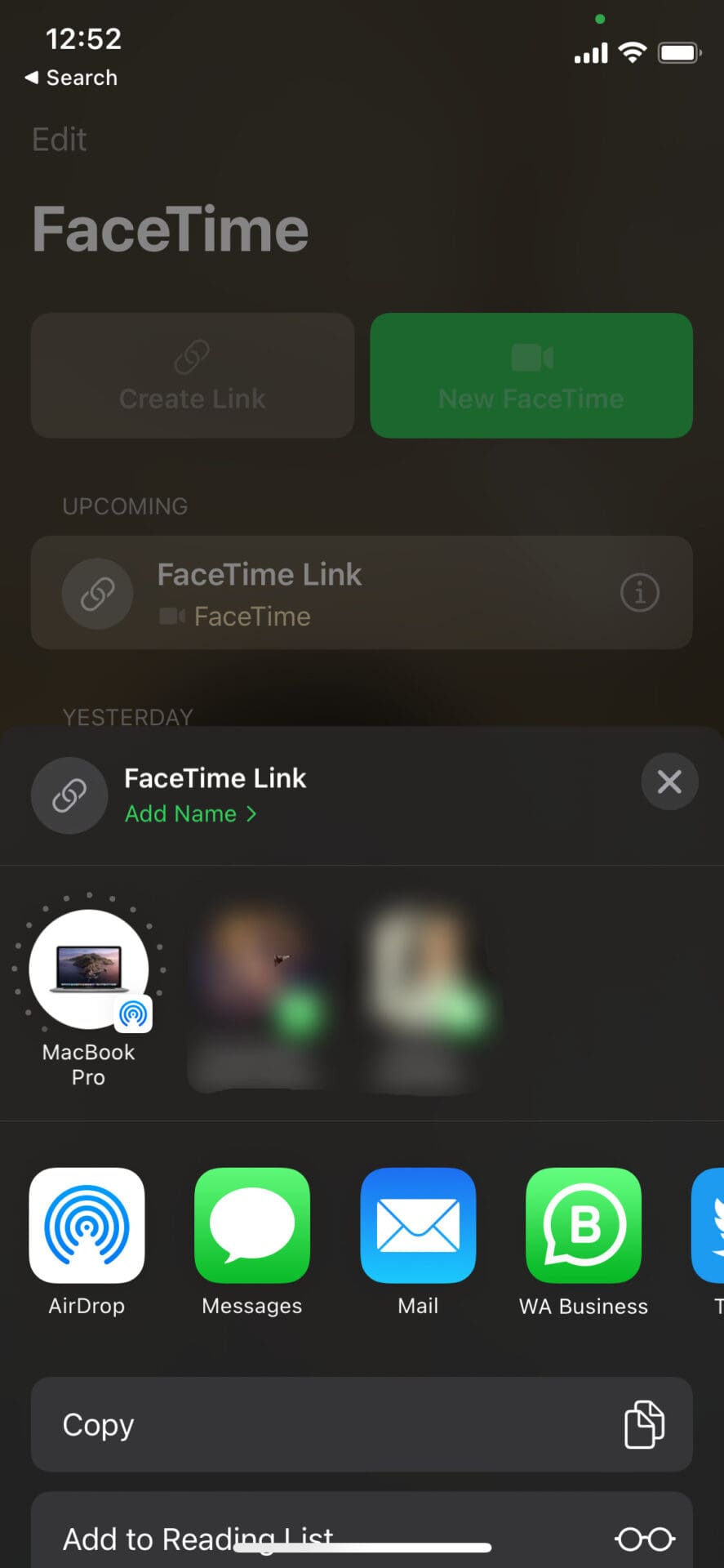 Share Facetime link