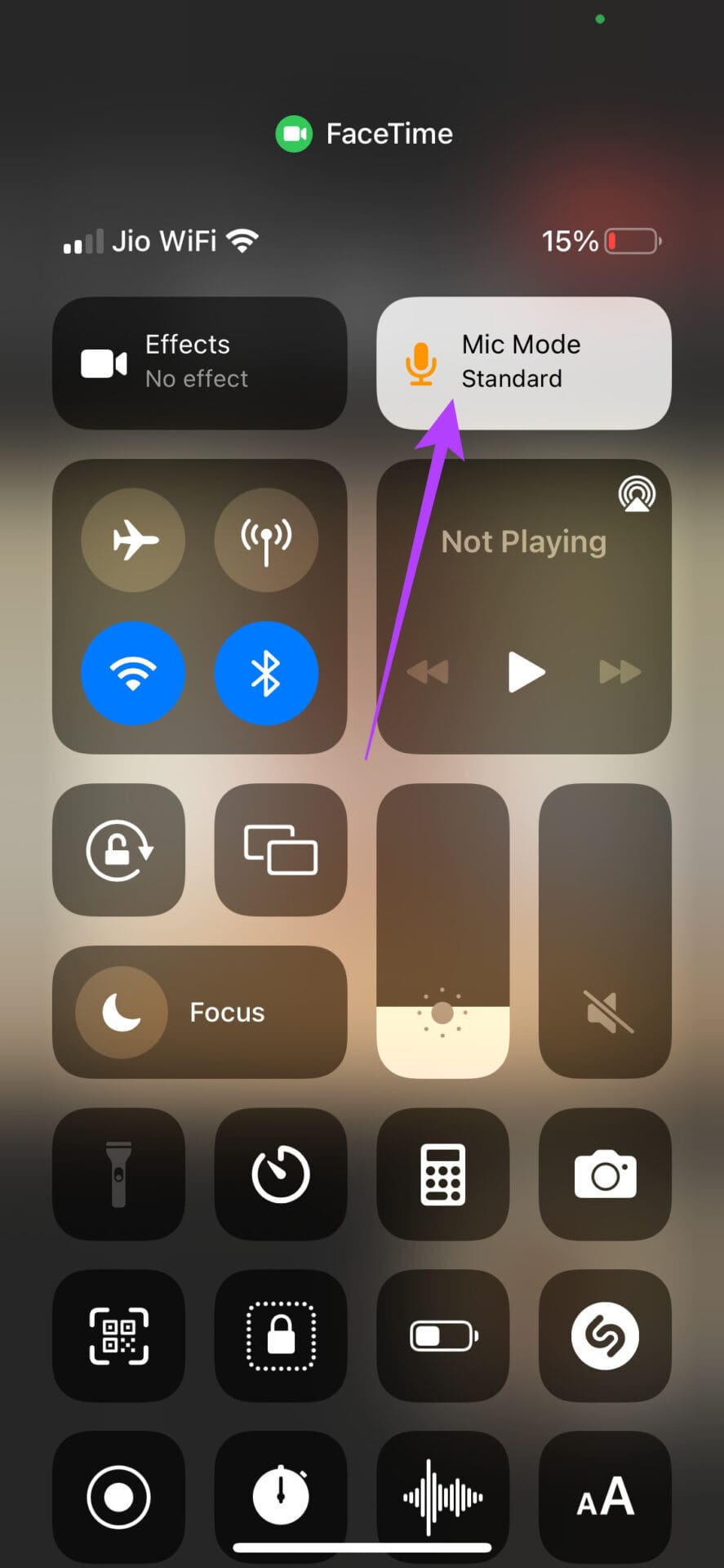 Mic toggle in control center