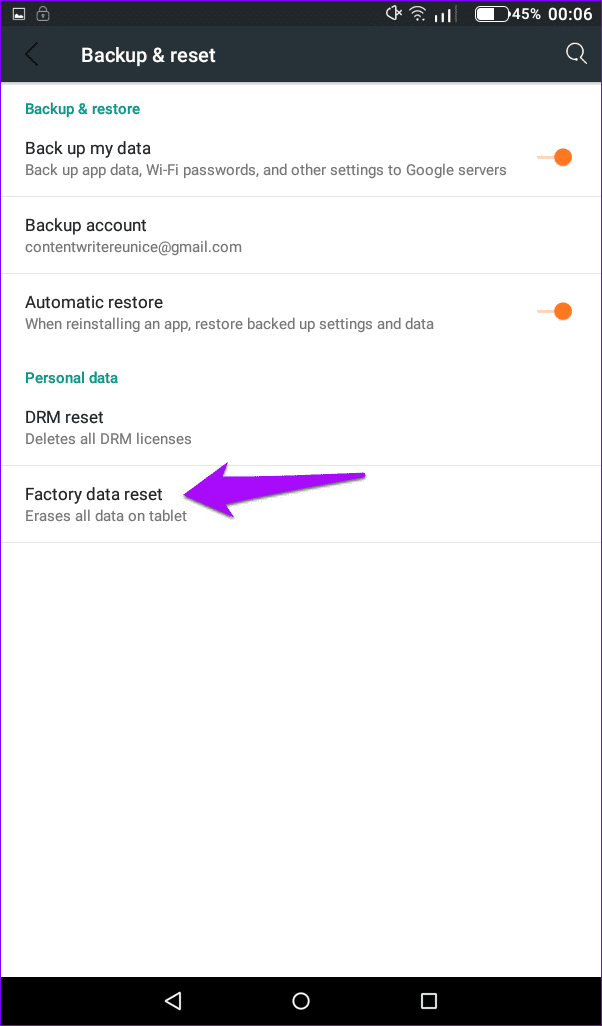 Factory Data Reset