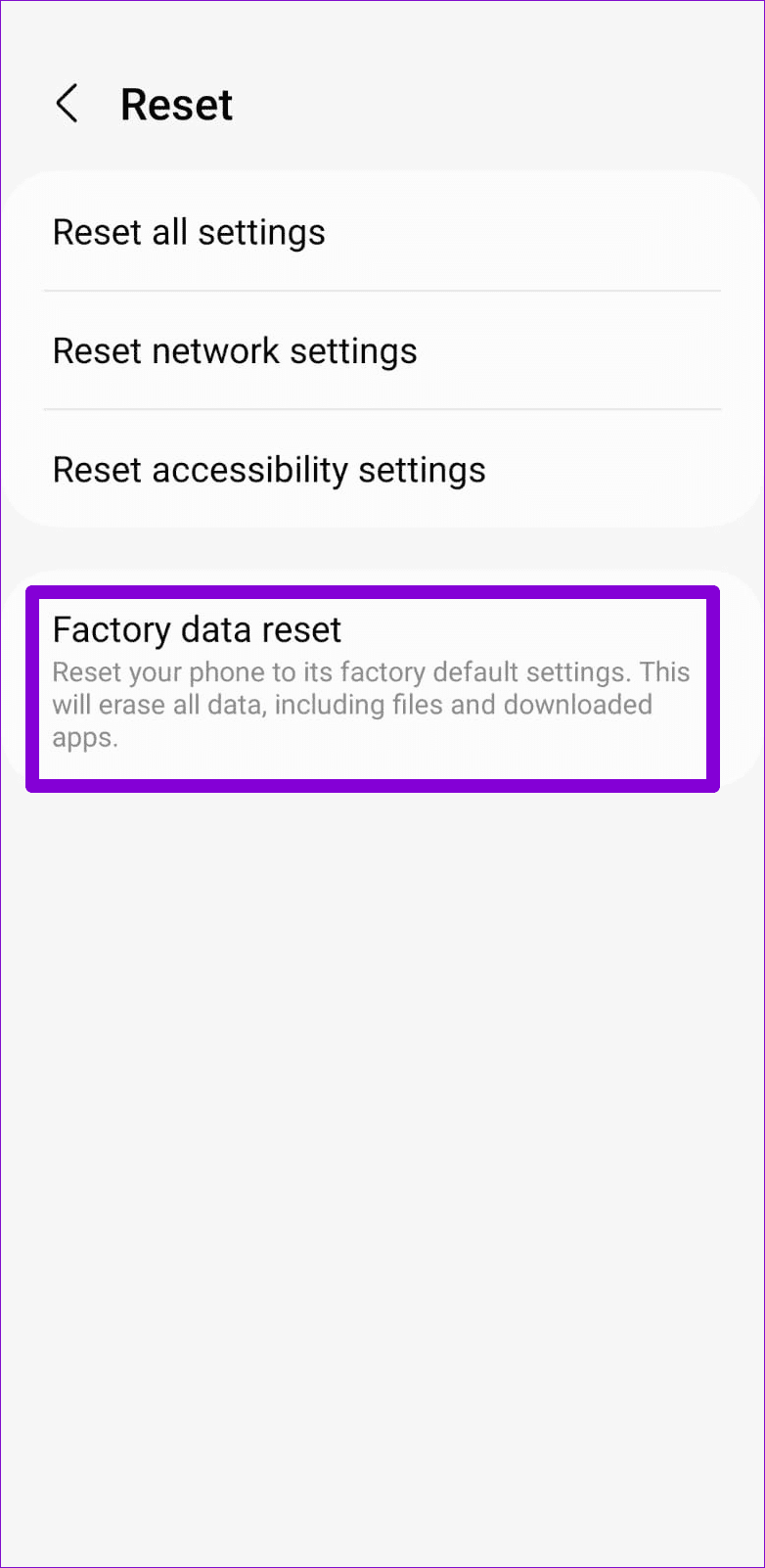 Factory Reset Android Phone