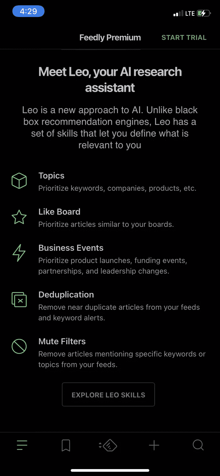 Feedly features