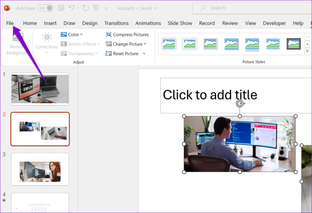 File Menu in PowerPoint 1