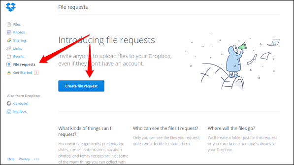 File Requests On Dropbox