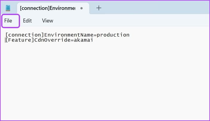 File option in Notepad