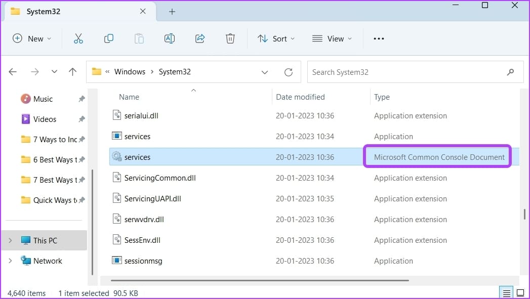 Checking services file type
