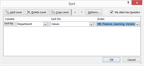 Finalize Sorting Order