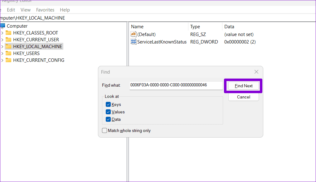 Find Key in Registry