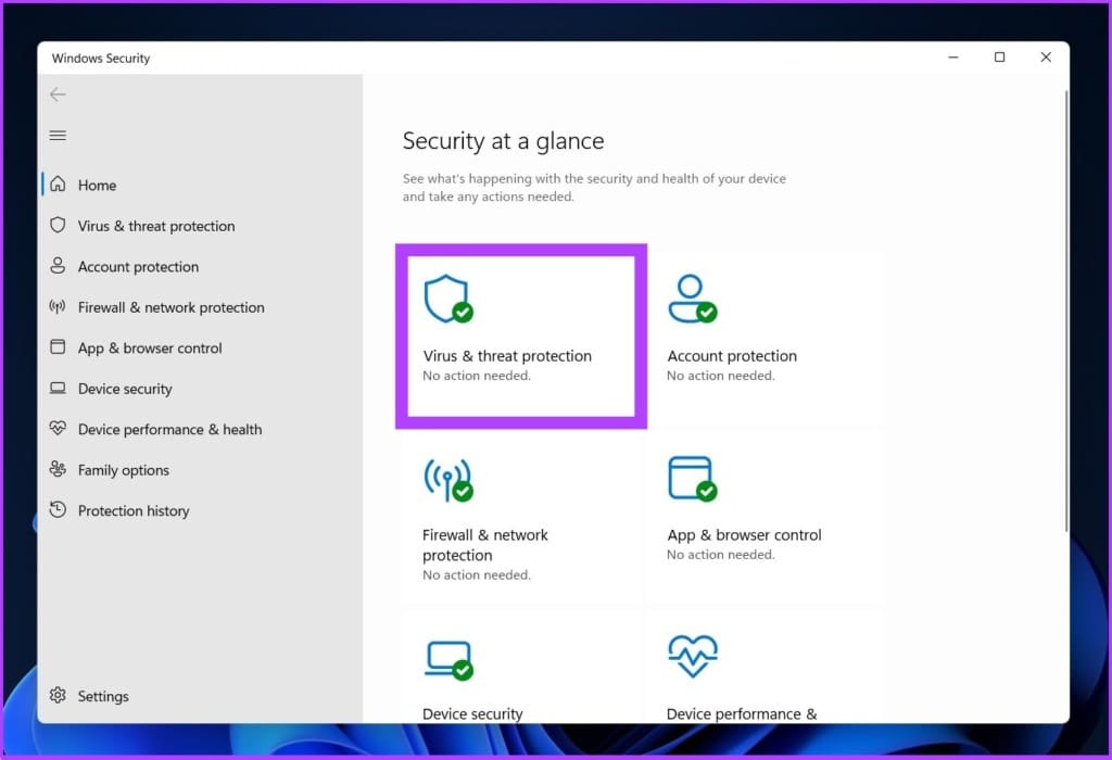 Click on Virus & threat protection.